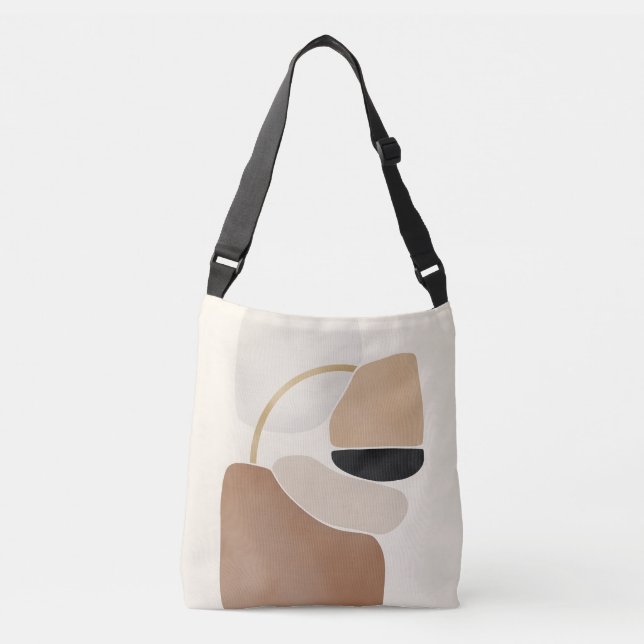 Neutral Abstract Shapes | Minimal Modern Fine Art  Crossbody Bag (Front)
