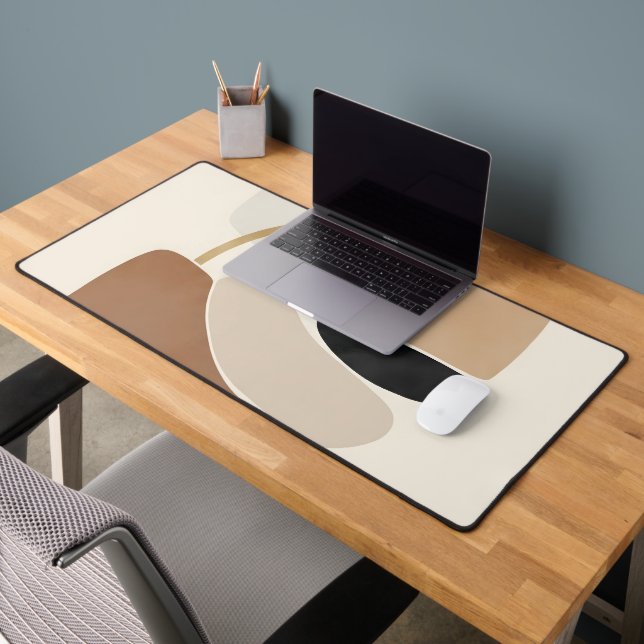 Neutral Abstract Shapes | Minimal Modern Fine Art  Desk Mat (Office 2)