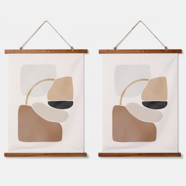 Neutral Abstract Shapes | Minimal Modern Fine Art  Hanging Tapestry (Double)