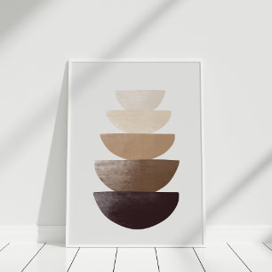 Neutral Abstract Stacked Bowls Minimalist Wall Art