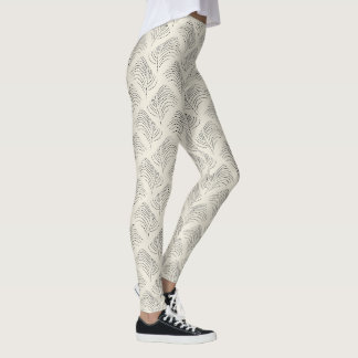 Neutral Aesthetic Minimal Leaf Pattern Leggings