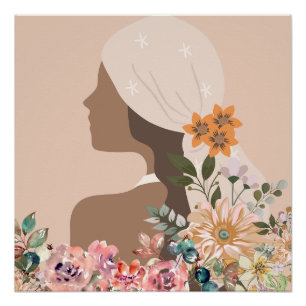 Neutral Aesthetic Woman Botanical  Poster