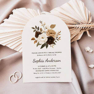Neutral and Brown Floral   Bridal Shower Invitation