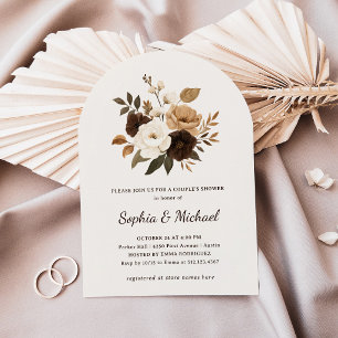 Neutral and Brown Floral Couples Shower Invitation