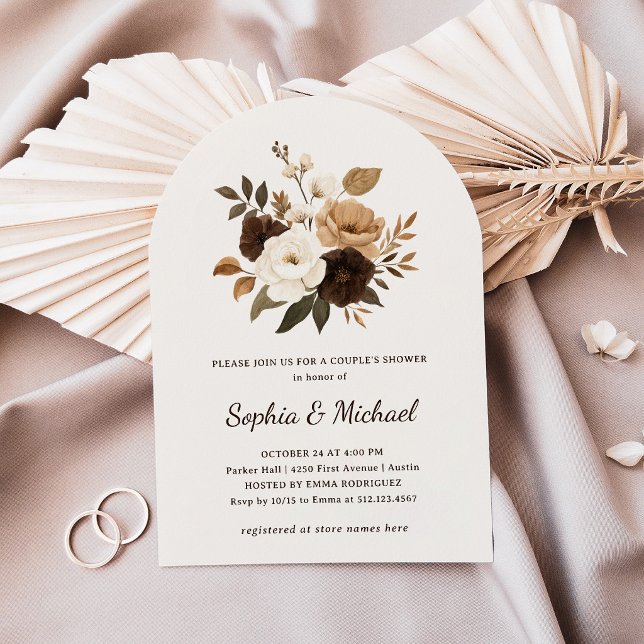 Neutral and Brown Floral | Couples Shower Invitation (Creator Uploaded)