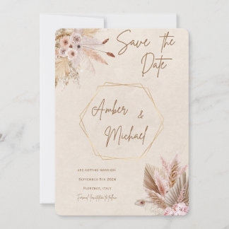 Neutral and Floral Save the Date Invitations
