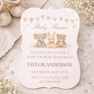 Neutral Animal Baby Shower Invitation