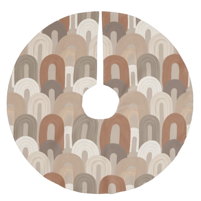Neutral Arch Abstract Pattern Brushed Polyester Tree Skirt (Front)