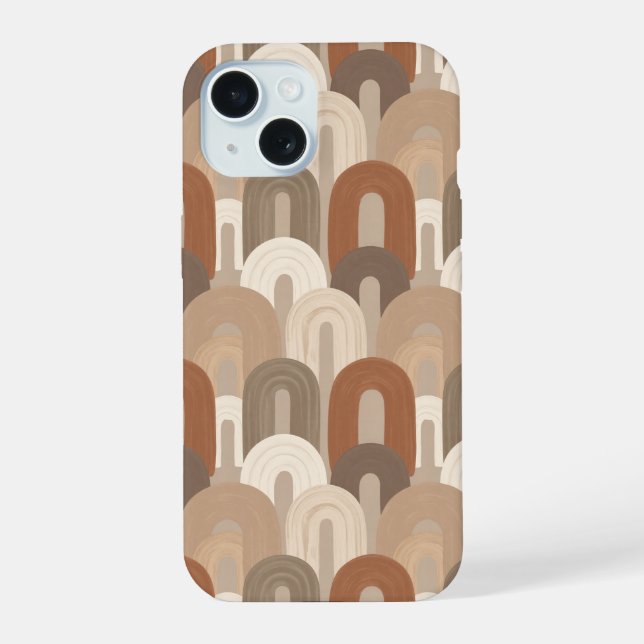 Neutral Arch Abstract Pattern iPhone 15 Case (Back)