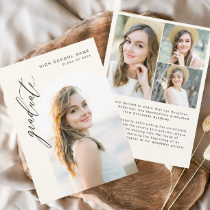 Neutral Arch Graduate Simple Photo Graduation  Announcement