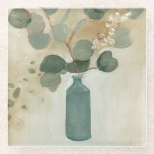 Neutral Arrangement - Greenery in Vase Glass Coaster