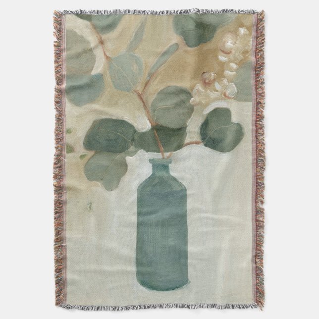 Neutral Arrangement - Greenery in Vase Throw Blanket (Front Vertical)