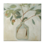 Neutral Arrangement - Ivory Ceramic Tile<br><div class="desc">Neutral Arrangement I by Emma Scarvey. Features leaves and berries in a small vase.</div>