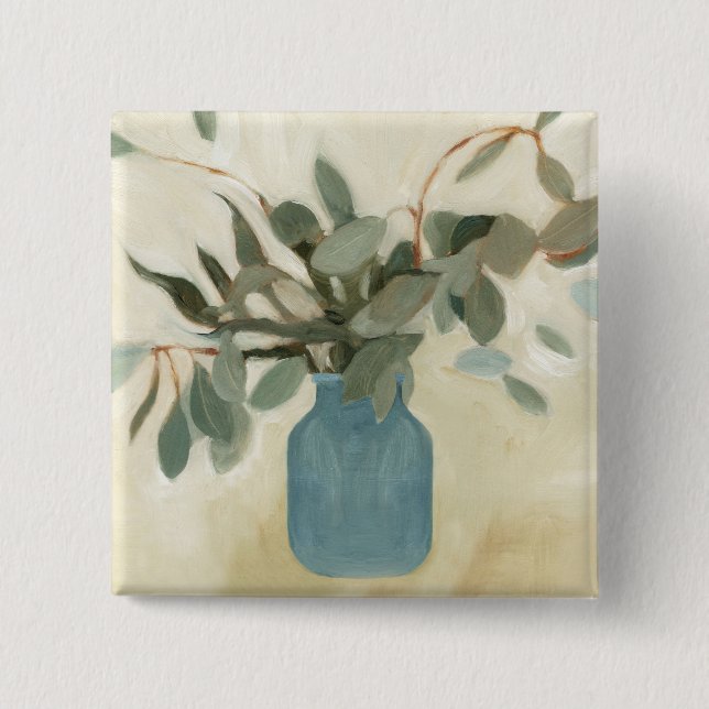 Neutral Arrangement - Stemmed Leaves 15 Cm Square Badge (Front)