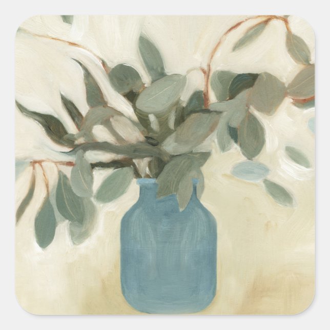 Neutral Arrangement - Stemmed Leaves Square Sticker (Front)