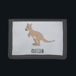 Neutral Australia Cute Kangaroo and Name Kids Trifold Wallet<br><div class="desc">This cute,  stripy kids wallet features a cute,  hand drawn doodle kangaroo,  and has space for you to add your child's name. Perfect for any lover of Australia's wildlife!</div>