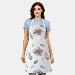 Neutral Autumn Bird Seamless Pattern  Apron