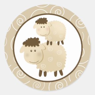 Neutral Baa Baa Sheep Envelope Seals / Toppers 20