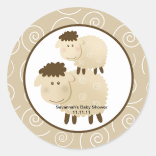 Neutral Baa Baa Sheep Favour Stickers 3-inch