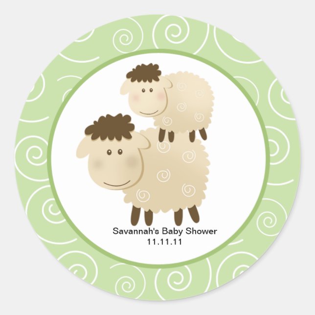Neutral Baa Baa Sheep Favour Stickers 3-inch (Front)