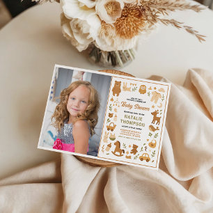 Neutral Baby Boy Shower   Cute Safari Animal Invitation