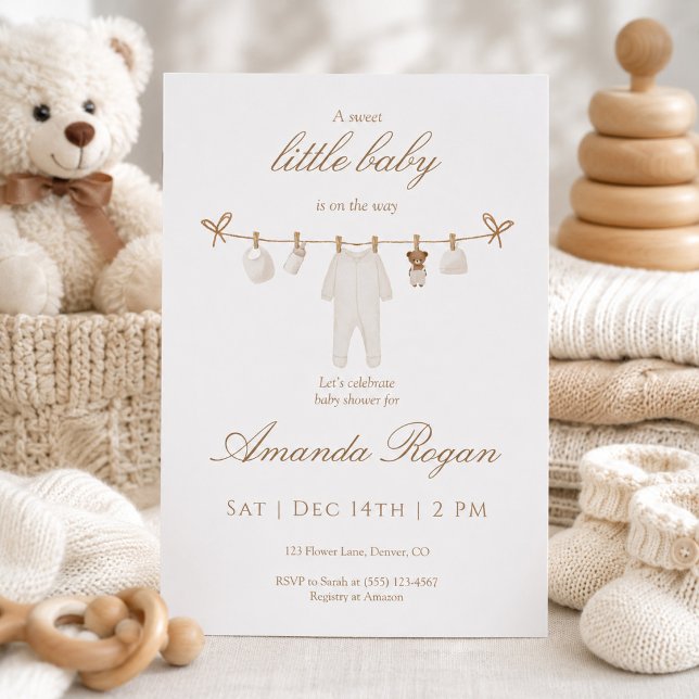 Neutral Baby Clothesline Shower Invitation (Creator Uploaded)