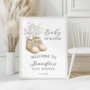 Neutral Baby in Bloom Baby Shoes Shower Welcome Poster
