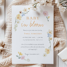 Neutral Baby in bloom baby Shower Invitation