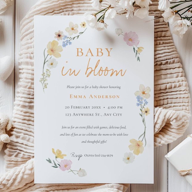 Neutral Baby in bloom baby Shower Invitation (Creator Uploaded)
