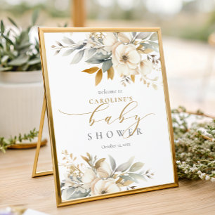 Neutral Baby In Bloom Baby Shower Welcome Sign