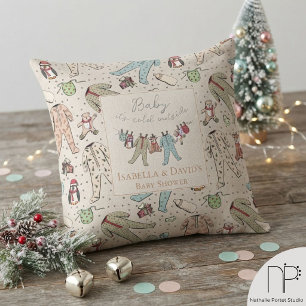 Neutral Baby Its Cold Outside Winter Baby Shower Cushion