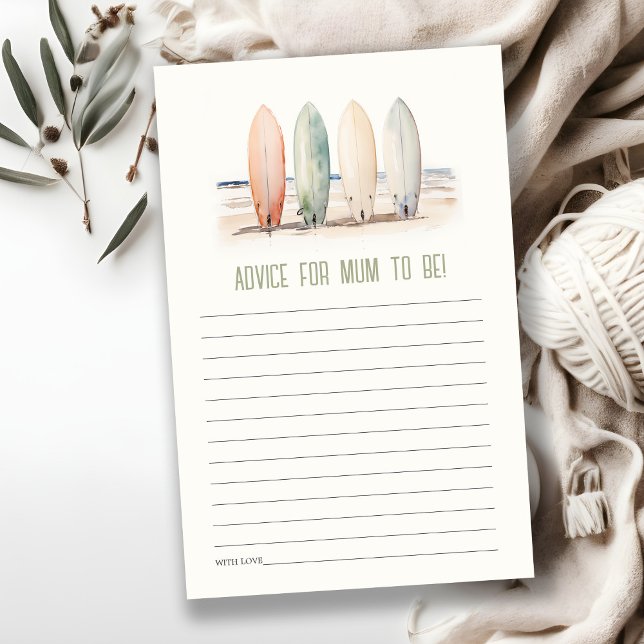 Neutral Baby On Board Surfboard Advice Baby Shower (Creator Uploaded)