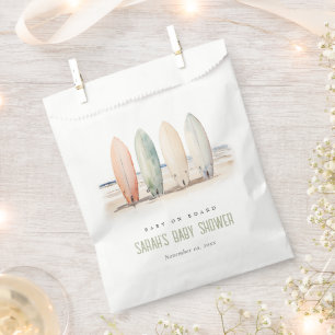 Neutral Baby On Board Surfboard Baby Shower Favour Bag