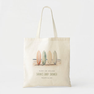 Neutral Baby On Board Surfboard Baby Shower Tote Bag