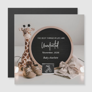 Neutral Baby Reveal Pregnancy announcement card