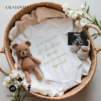 Neutral Baby Reveal Pregnancy announcement card