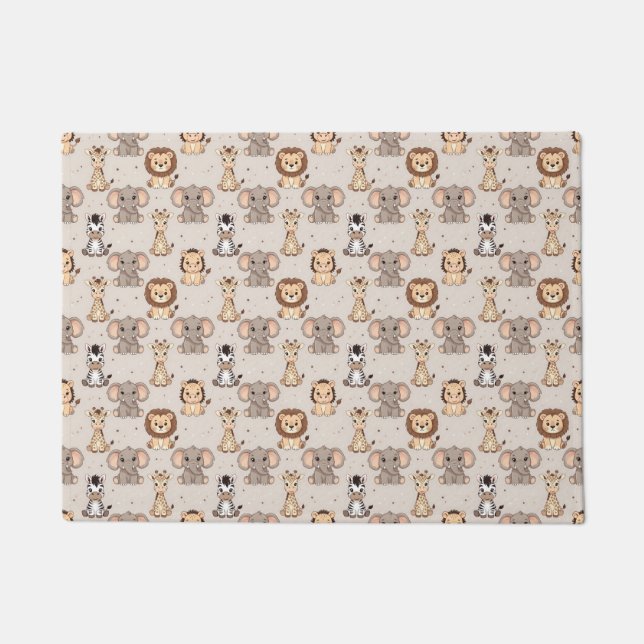 Neutral Baby Safari Pattern Doormat (Front)