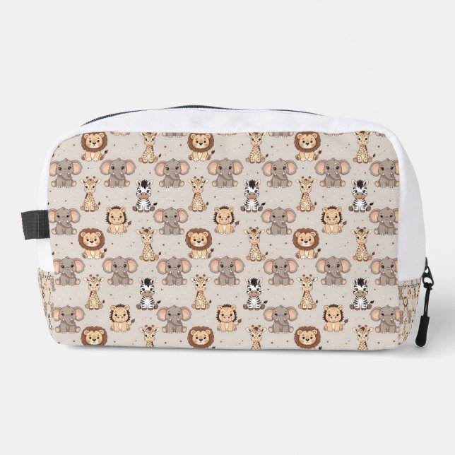 Neutral Baby Safari Pattern Dopp Kit (Front)