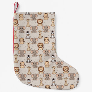 Neutral Baby Safari Pattern Small Christmas Stocking