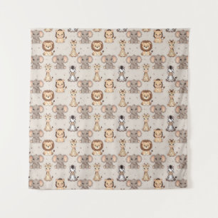 Neutral Baby Safari Pattern Tapestry