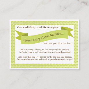 Neutral Baby Shower Book Insert Request Card Green