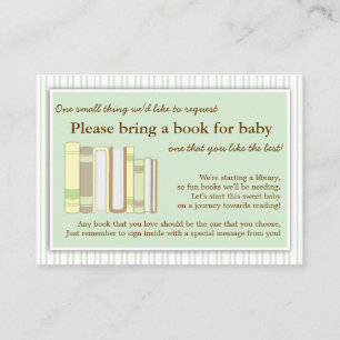Neutral Baby Shower Book Insert Request Card Mint