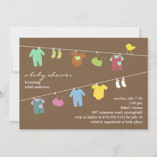 Neutral Baby Shower Brown Flat Invitation