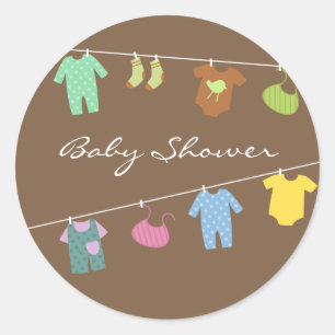 Neutral Baby Shower Brown Sticker