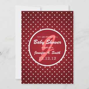 Neutral Baby Shower Elegant Polka Dot Red Invitation