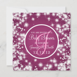 Neutral Baby Shower Elegant Winter Sparkle Pink Invitation