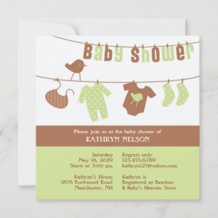 Neutral Baby Shower Green Flat Invitation