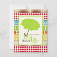 Neutral Baby Shower - Green Umbrella & Boho Dots