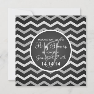 Neutral Baby Shower Invite Elegant Chevron Black