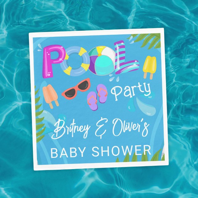 Neutral Baby Shower Pool Party Summer Napkin (Creator Uploaded)